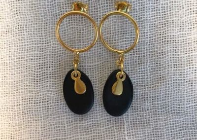 Valérie COLOMBEL Boucles oreilles attache argent 925 doré 24K